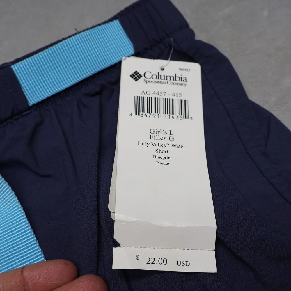 Columbia Short Girls Large Blue Lilly Valley Water Outdoor Summer Sporty $22 NEW